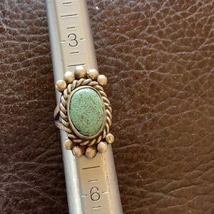 Ring Native American Turquoise Sterling Silver Vintage 4 3/4
